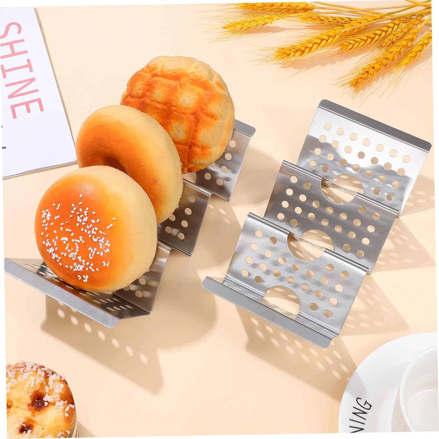 8-Piece Stainless Steel Taco Rack Set Handles Decorative Taco Holders for Home and Restaurant Use Non-Slip Design for Easy Serving and Storage