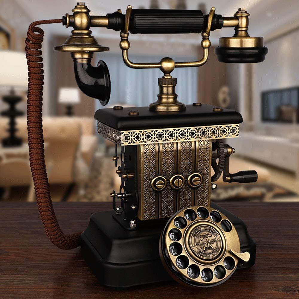 Telefono fisso retrò per casa, scuola e ufficio Suoneria elettronica meccanica in lega di zinco Telefono antico, telefono vintage con quadrante fisso Telefono fisso retrò europeo classico con filo