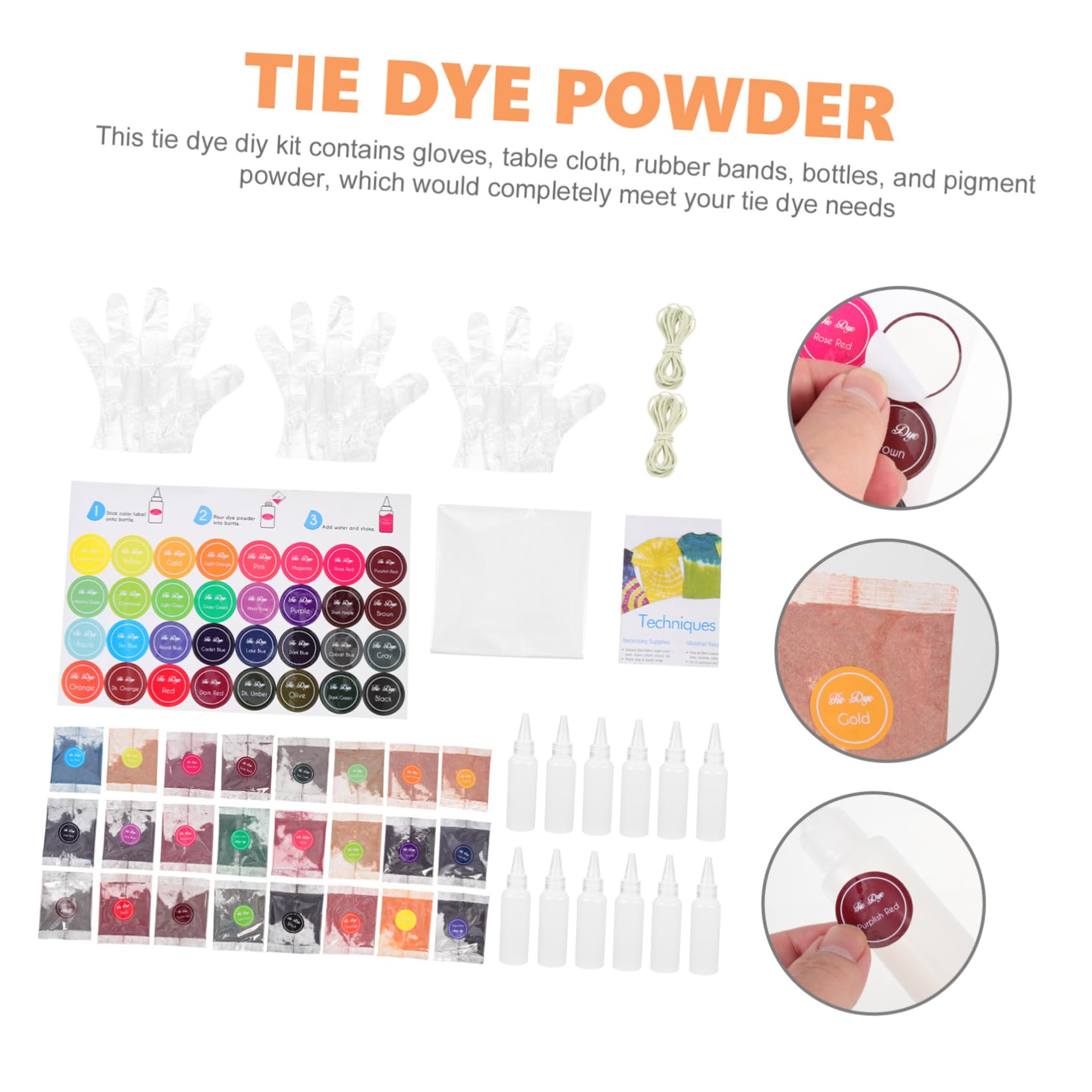 SHINEOFI 1juego Polvo De Teñido Tie Dye Colores Vibrantes Para Ropa Para Diy y Fiestas Adultos Kit De Teñido Para Halloween y Manualidades
