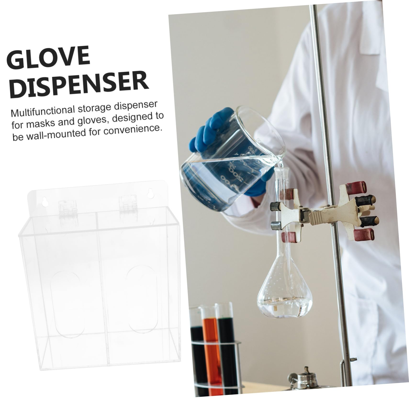 Dispensador para Almacenamiento Multifuncional con Dos Compartimentos de Acrílico de Guantes y Diseño Ahorrador de Espacio Montado en Pared para Laboratorios