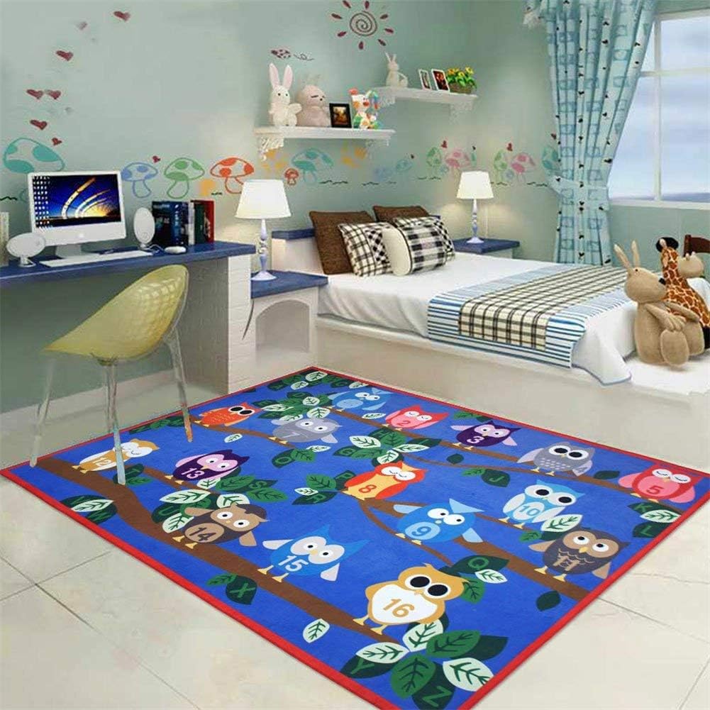Educational Kids Area Rug, Alphabet ABC Numbers Animals Large Carpet, Non-Skid Vibrant Children Theme Playmat, for Boy Girl Playroom Bedroom Nursery Study Living Room