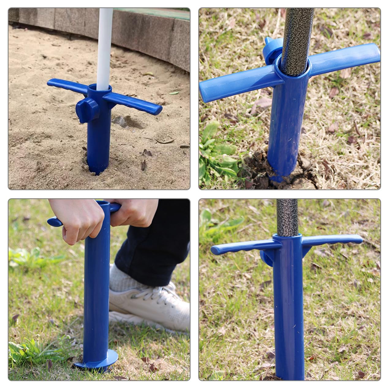 Podstawa parasola zewnętrznego, wytrzymała plastikowa podpórka do parasoli plażowych, przenośny stojak ogrodowy na kemping i patio, użyj stabilnej kotwicy gruntowej do osłony przeciwsłonecznej