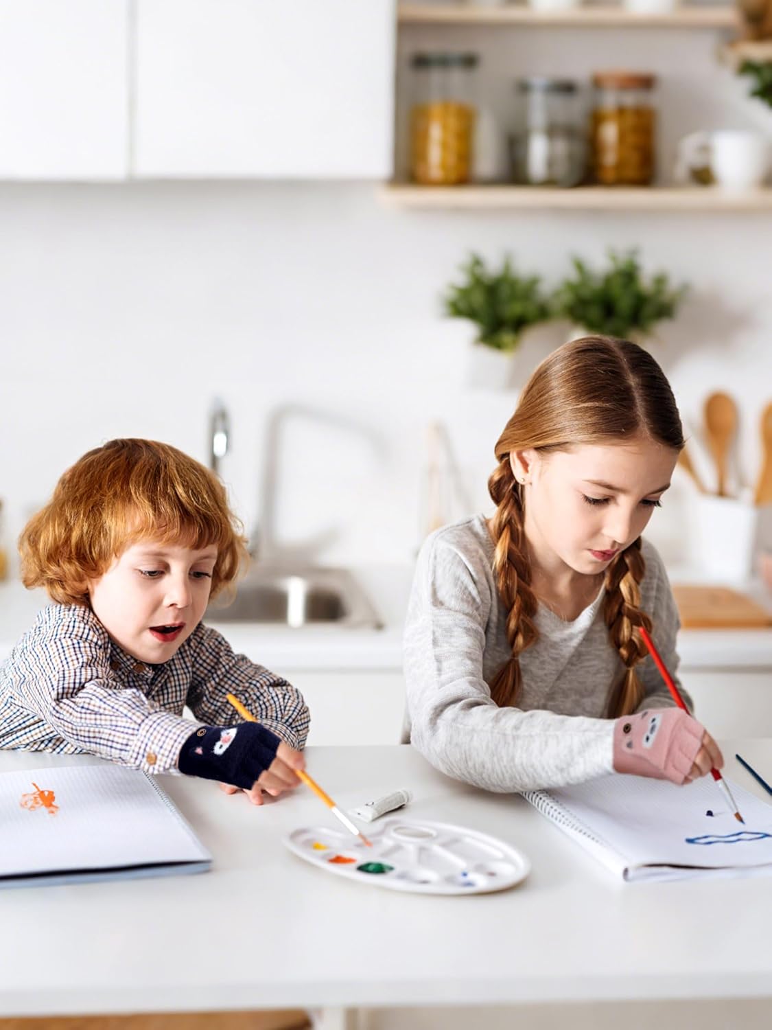 Geyoga 3 Pair Kid Fingerless Gloves Convertible Flip Top Gloves Winter Warm Half Finger Mitten for Kid Boy Girl 1-4 4-7 Year - Image 3