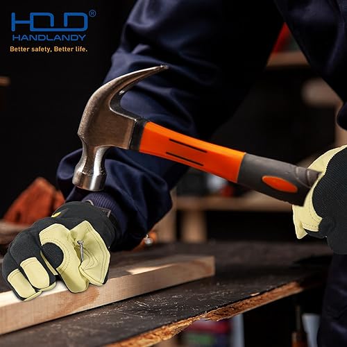 Miniatura 30 de HLDD HANDLANDY 2 pares de guantes de cuero de jardinería para hombres, guantes de trabajo utilitarios para jardinería, jardinería, construcción