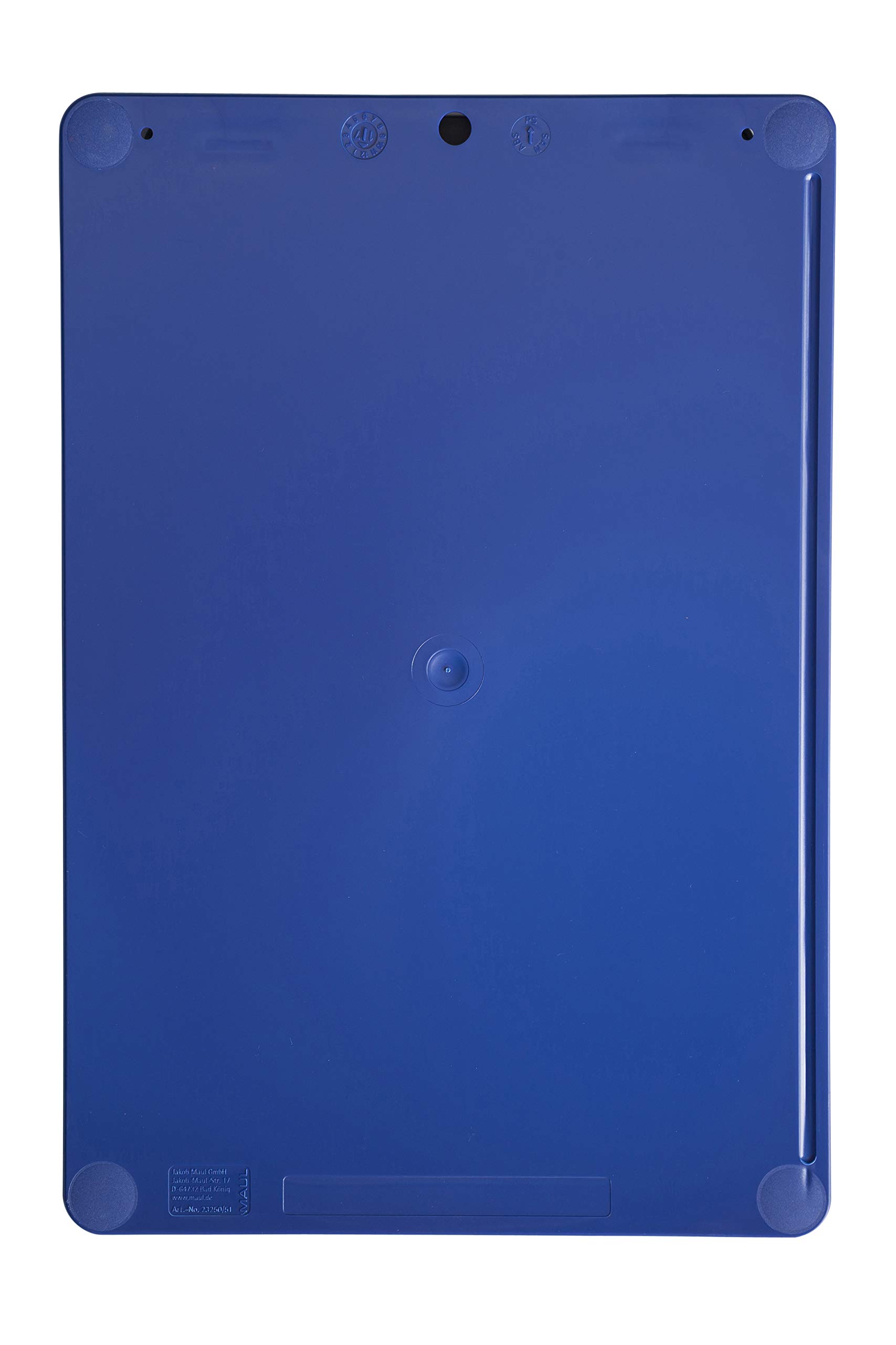 Carpeta Maul de plástico, resistente a los golpes, tamaño A4, con soporte de papel a la izquierda y portalápices, color azul y negro