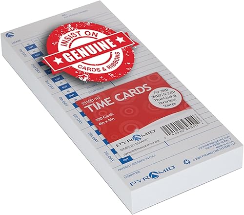 Miniatura 10 de Pyramid Time Systems - Tarjetas de tiempo recicladas al 30% (35100-10MB) para modelos piramidales 3500, 3500SS, 3600SS y 3700 reloj de tiempo