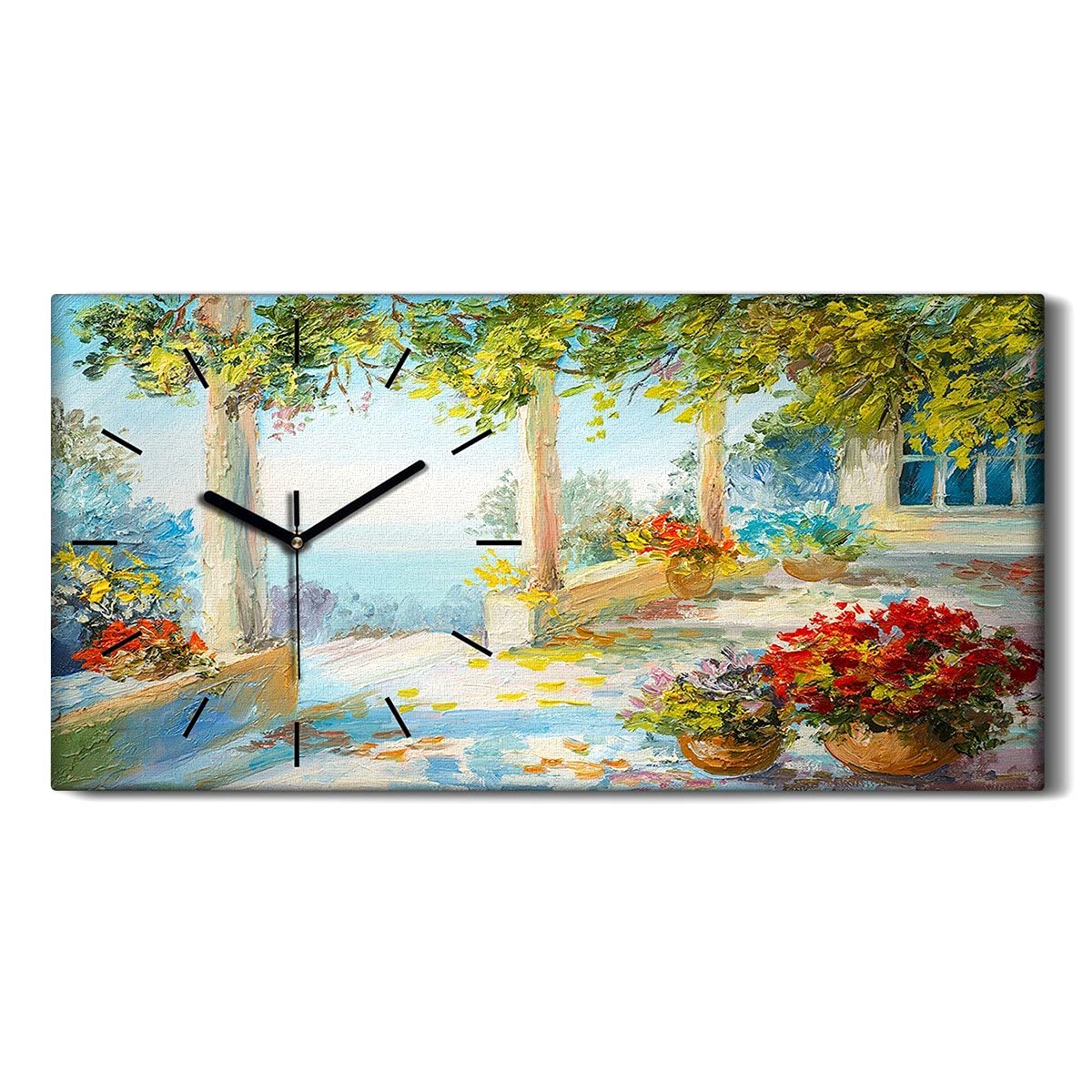 Horloge sur Toile Coloray décoration chambre salon tableau moderne fleurs de mer 60x30cm