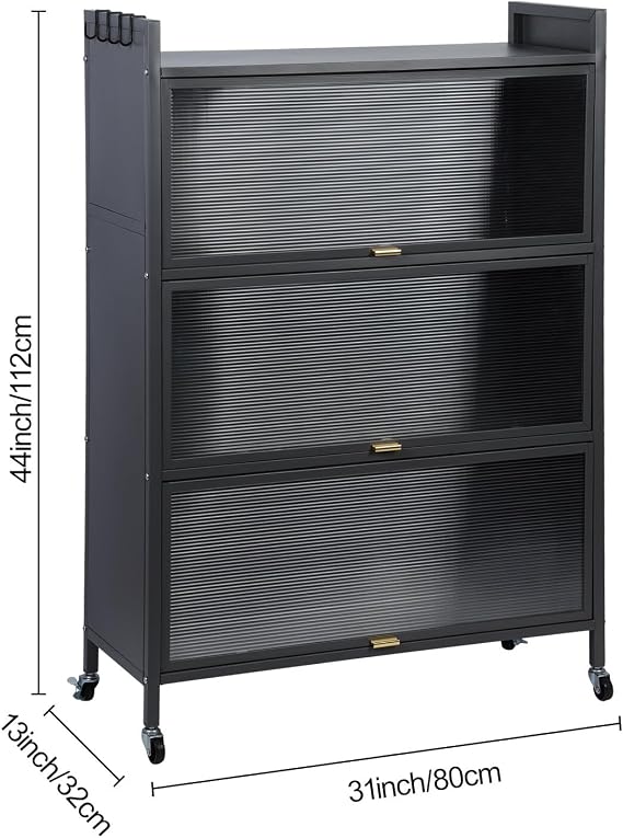 4-Tier Kitchen Storage Cabinet with Visible Doors, Modern Bakers Rack, Standing Kitchen Shelf for Kitchen Appliances