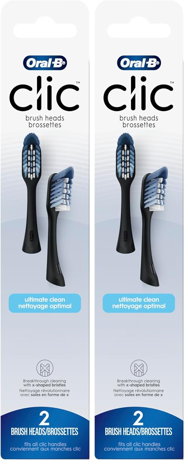 Oral-B Clic Toothbrush Replacement Heads,toothbrushes,Black Refill Brush Heads,(Pack of 4)