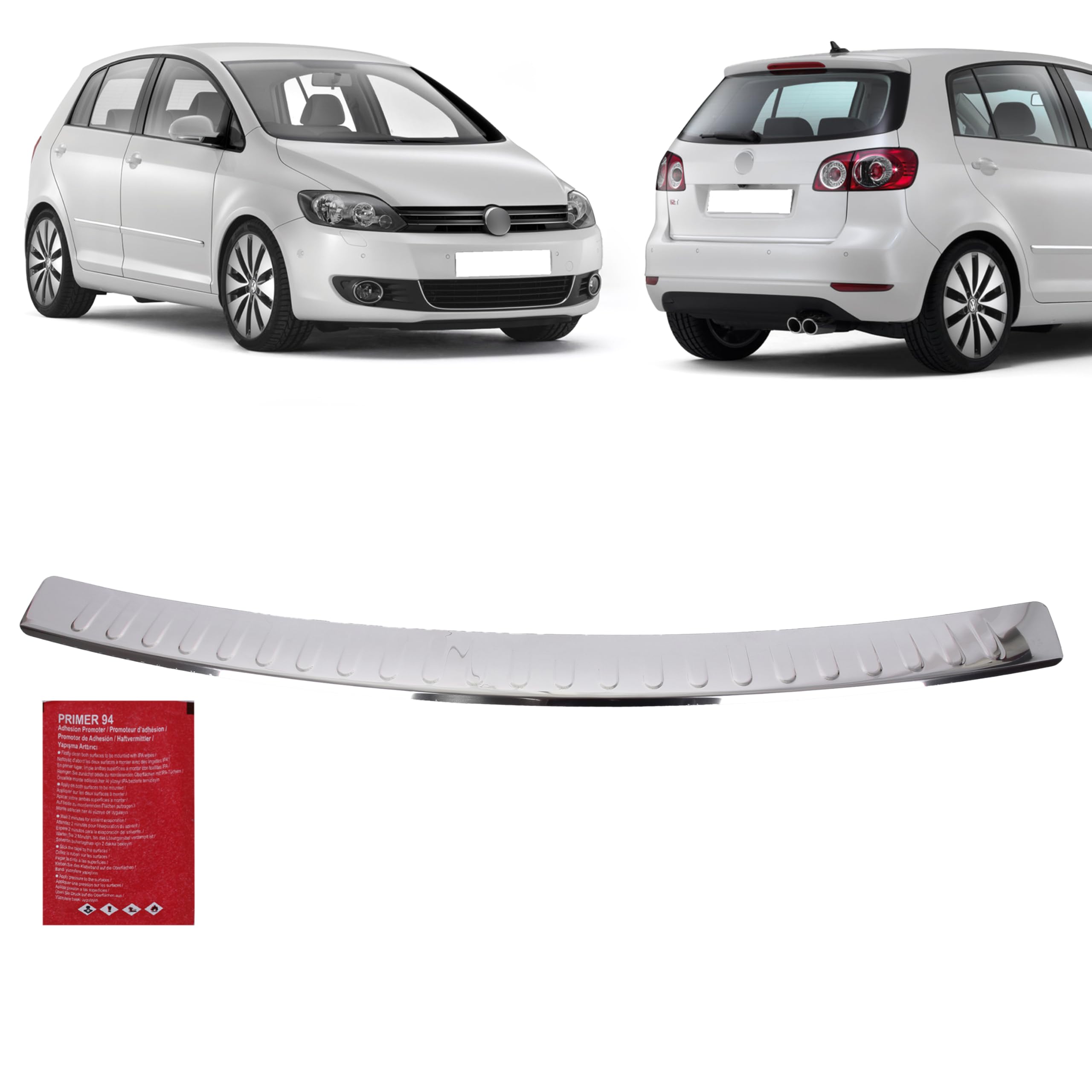 INLY Ladekantenschutz Stoßstangenschutz Heckschutz Edelstahl Chrom kompatible mit Golf Plus (2008-2014), Golf Alltrack (2010-2014)