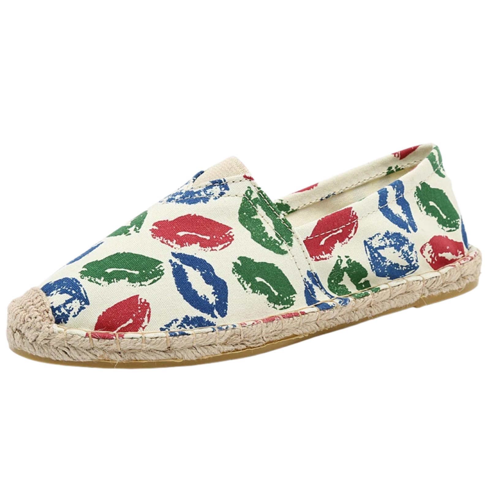 Zapatos Pescador Suela Lino Tela Lona Hombres Mujeres(Labios pequeños,41)
