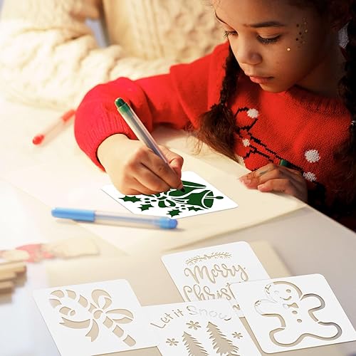 Miniatura 5 de 30 plantillas de Navidad, plantilla de pintura reutilizable, múltiples patrones, plantillas de decoración, pintura en madera para manualidades,