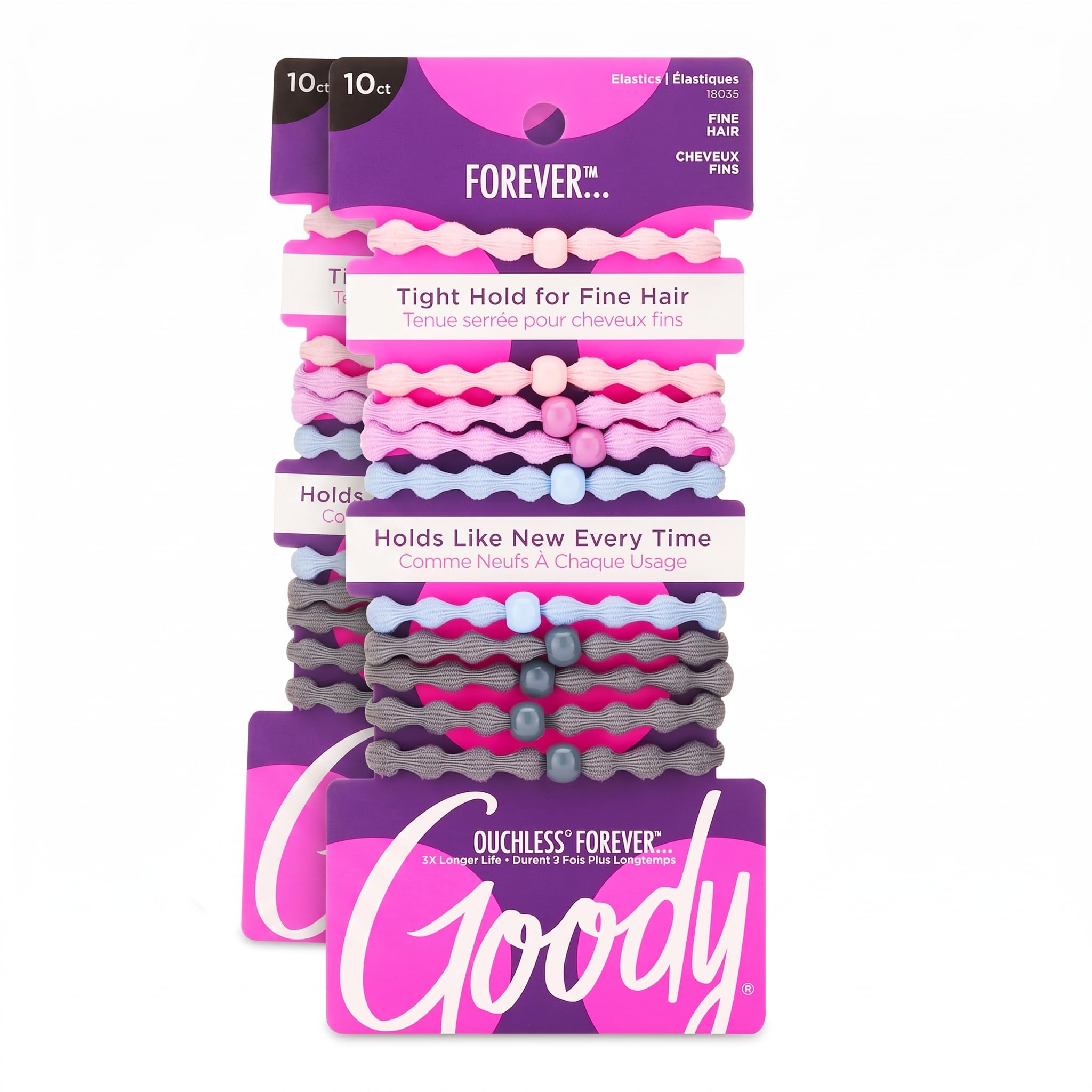 GOODY Ouchless Forever Elastics, Hair Accessories for Men, Women, Boys and Girls to Style with Ease & Keep Your Hair Secured, Pain Free for Fine to Medium Hair