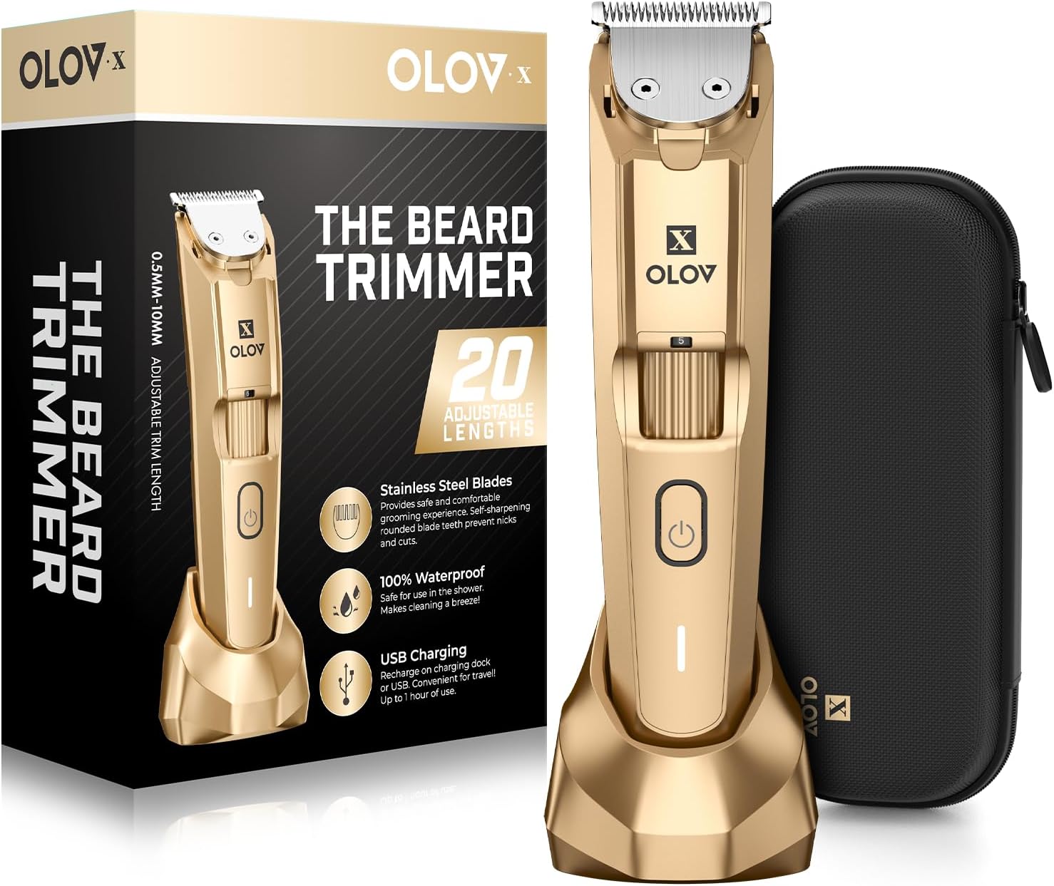 Men's Beard Trimmer- All-in-One Trimmer with Precision Dial - Premium Facial Hair Groomer - Adjustable 20 Length Setting