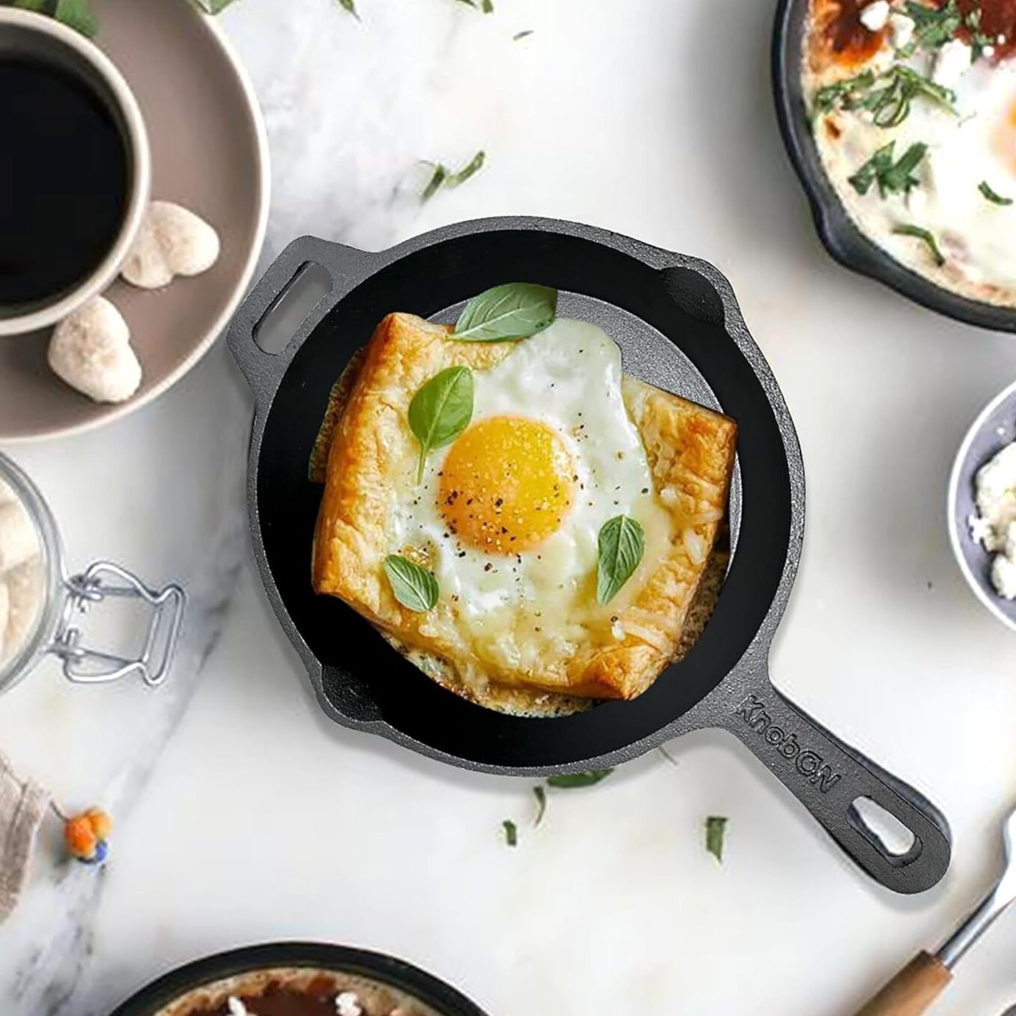 KNOBON Cast Iron Cookware Set - Dosa Tawa & More -8 KNOBON Cast Iron Cookware Set - Dosa Tawa & More -8