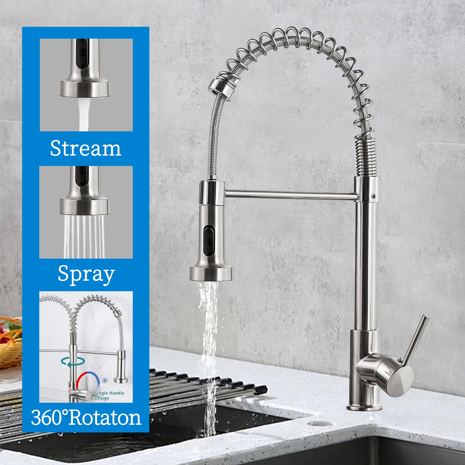 Fregadero de cocina de 30 pulgadas con grifo, combo moderno de estación de trabajo, fregaderos grandes de acero inoxidable de un solo tazón