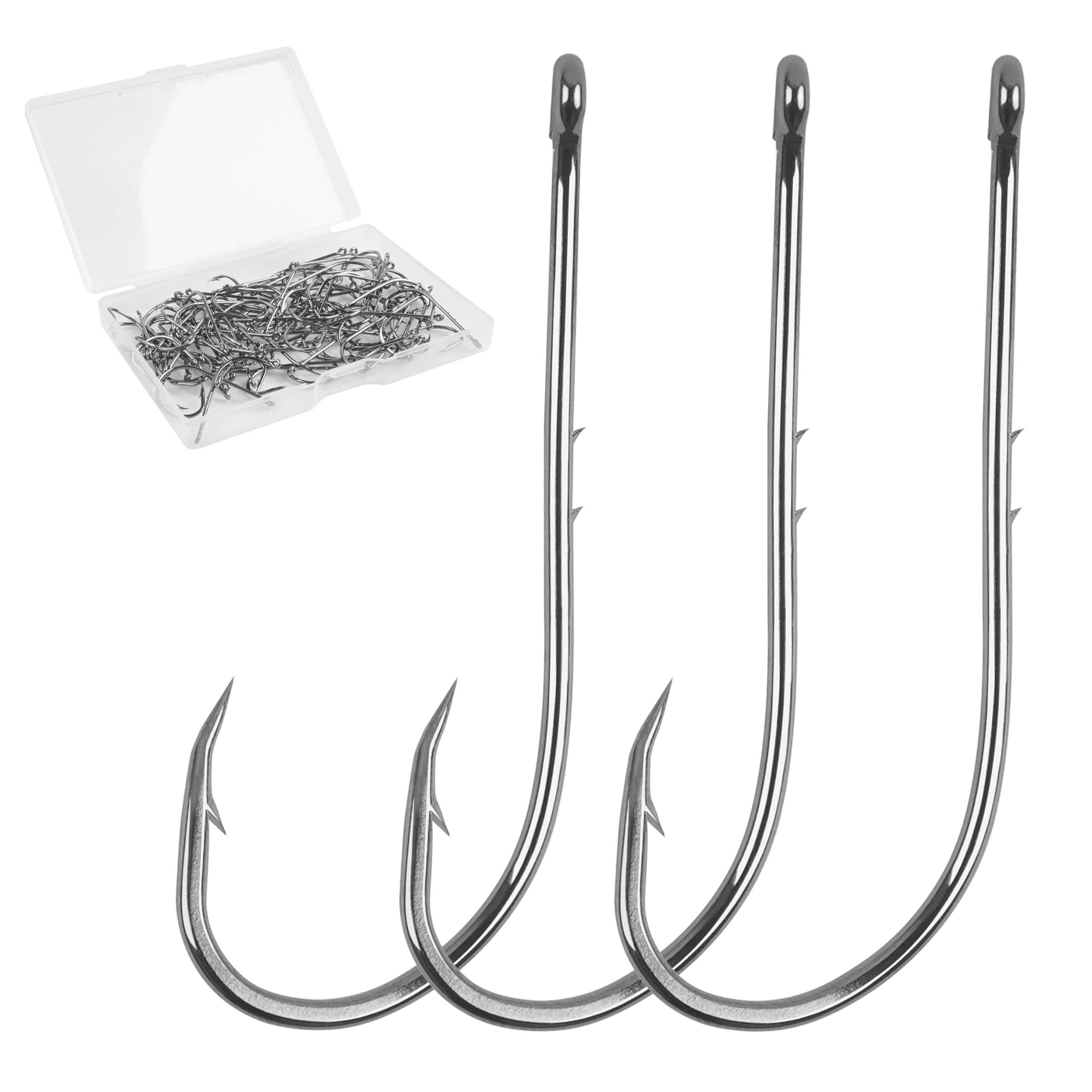 Baitholder Fishing Hooks Long Shank Beak Baitholder Hooks 100Pcs Black Offset Bait Holder Jig Fishing Hooks with 2 Baitholder Barbs Size:4-6/0