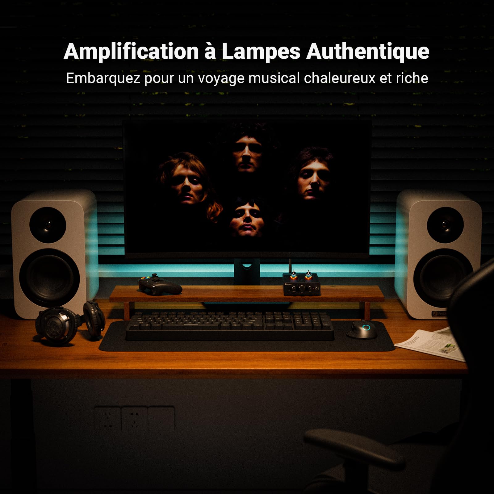 Fosi Audio P3 Hi-Fi Préamplificateur à Tubes, Home Audio Mini Amplificateur à Tubes & pour Casque, Bluetooth 5.1 aptX-LL & aptX-HD, Réglages Bass & Aigus pour Enceintes Actives Stéréo Hi-Fi, RCA & AUX