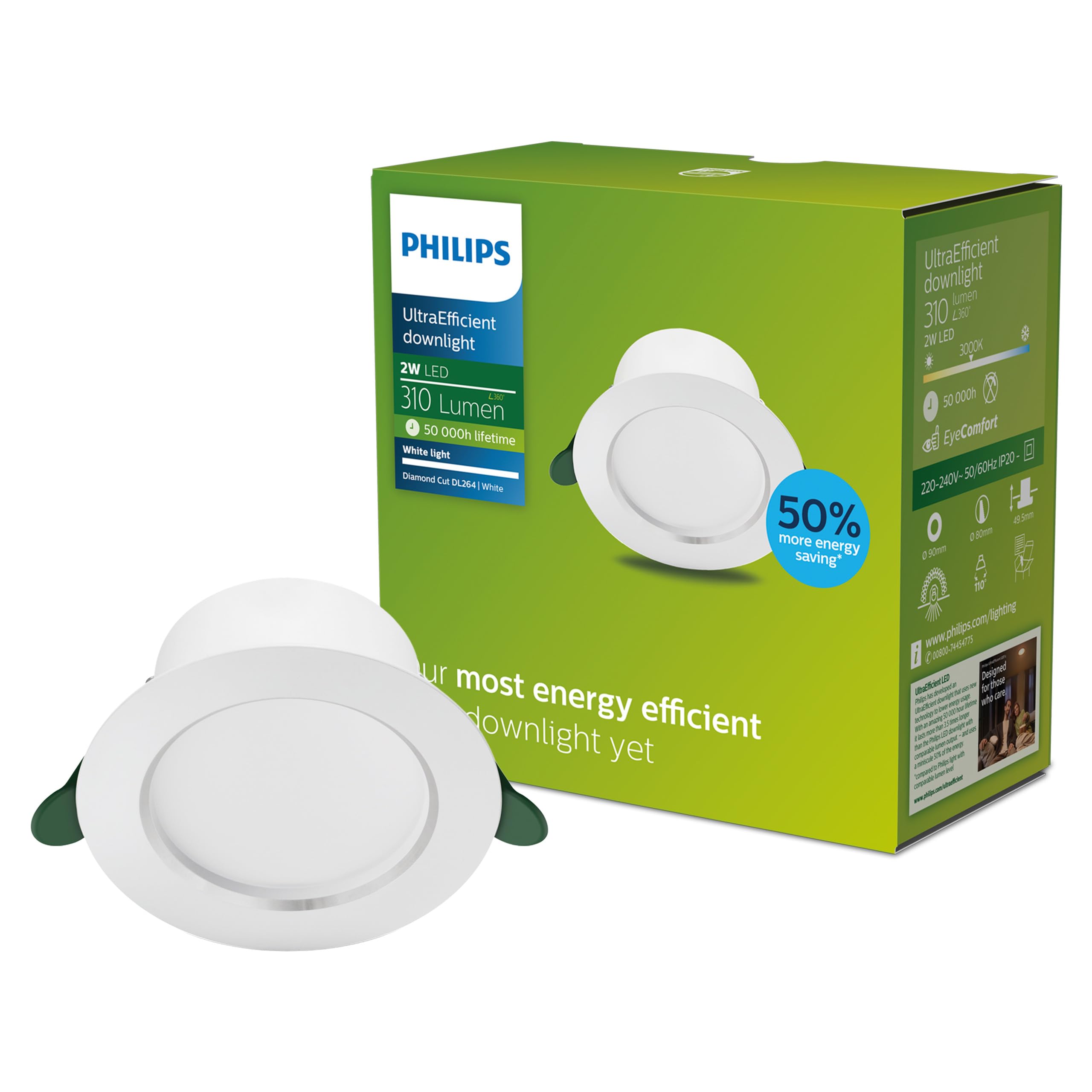 Philips Diamond Cut UltraEfficient Gen. 2 recessed spotlight, 150mm, 3000K, 310 lumens, white