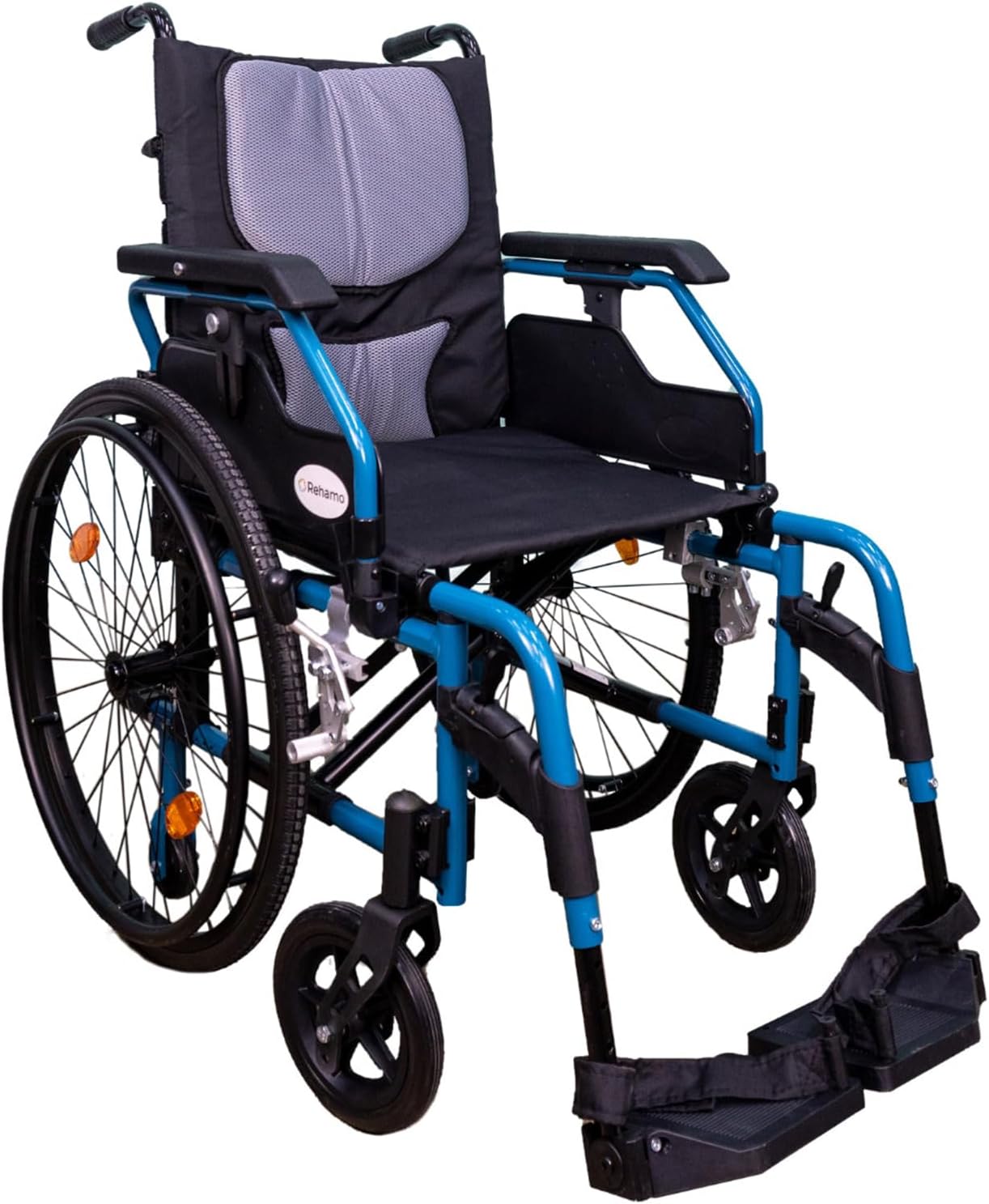Rehamo Allite Ultra Aluminum Wheelchair 18 Inch Seat Width, Aluminum Frame, Quick Release Rear Wheel, Height Adj Frame, Transit Wheels, 3D Velcro Backrest, Foldable Frame, Max Weight 115 Kgs