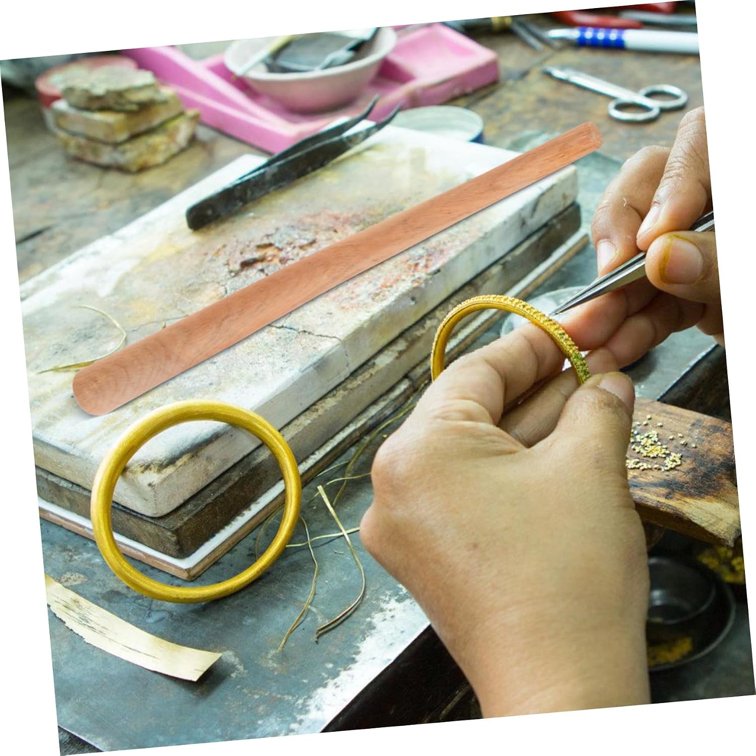 Luxshiny Wood Ring Set with Sizing Rod and Mallet Jewelry Repair Tool for Fixing Resizing and Reshaping Deformed Rings and Restoration