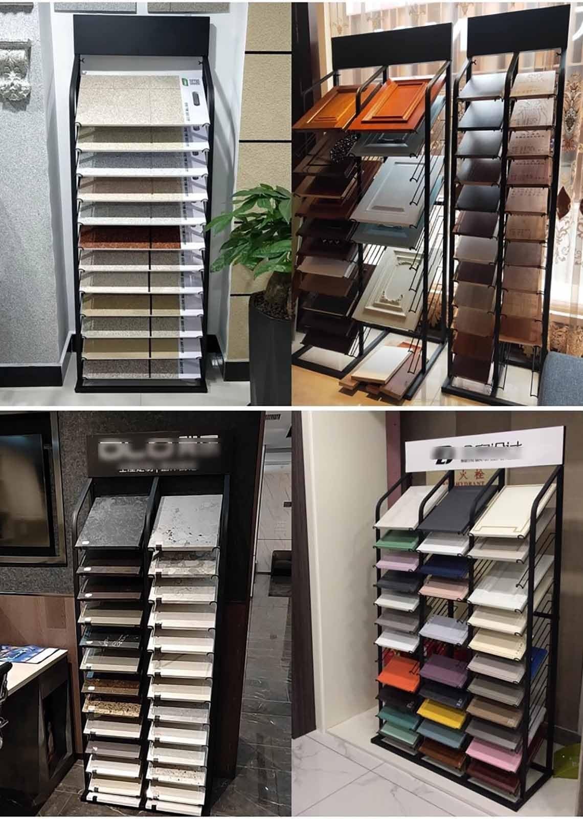 Qingzhi Standing Metal Building Material Sample Display Rack, Commercial Oblique Insertion Sample Holder for Door Quartz Stone Glass, Large Porcelain Storage for Exhibition Halls(34x13.8inch/86x35cm)