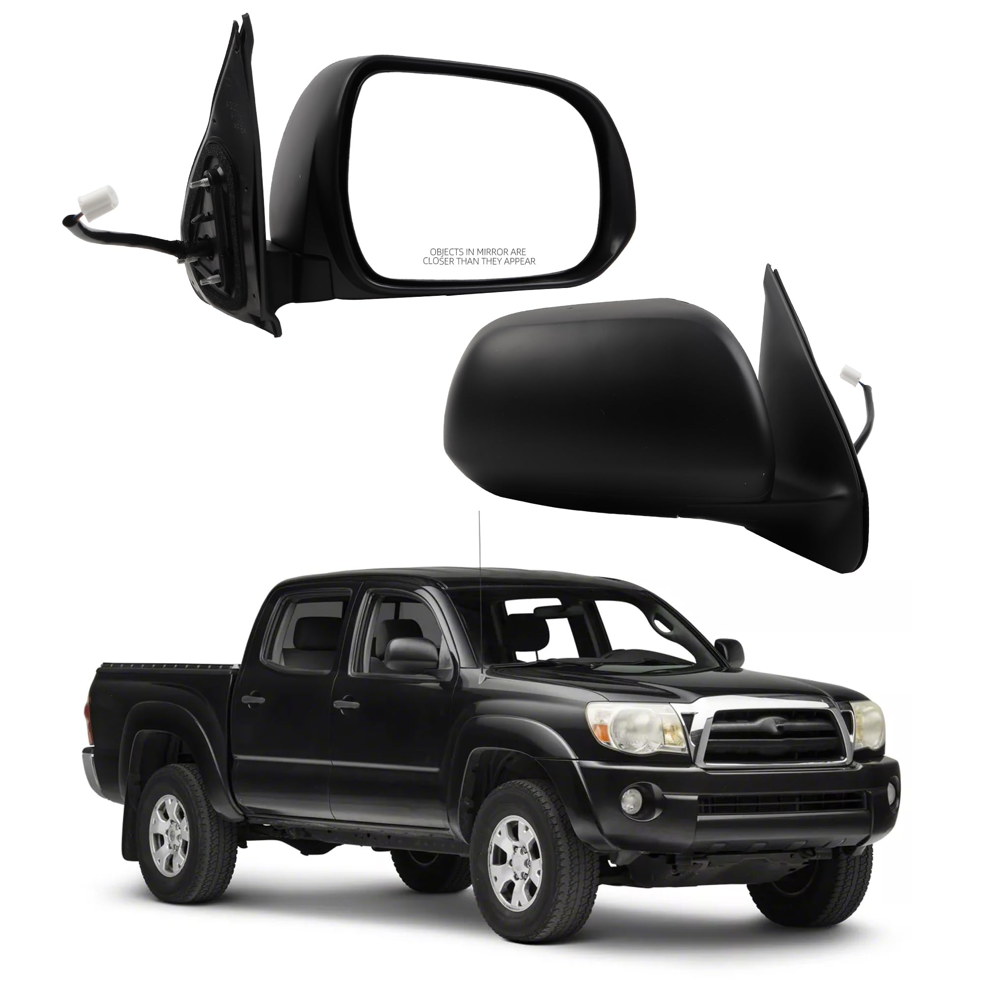 Dasbecan Right Side Mirror Compatible With 05-11 Toyota Tacoma Black 3pins