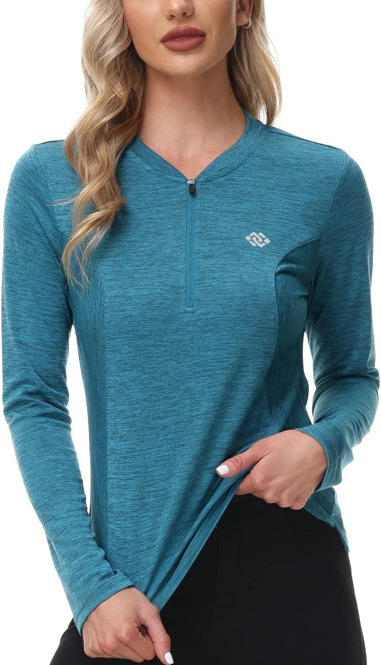 MoFiz Women's Golf Polo Shirt UPF 50+ Sun Protection 1/4 Zip Long Sleeve Pullover Tops Quick Dry Athletic Sport T-Shirt - Image 2