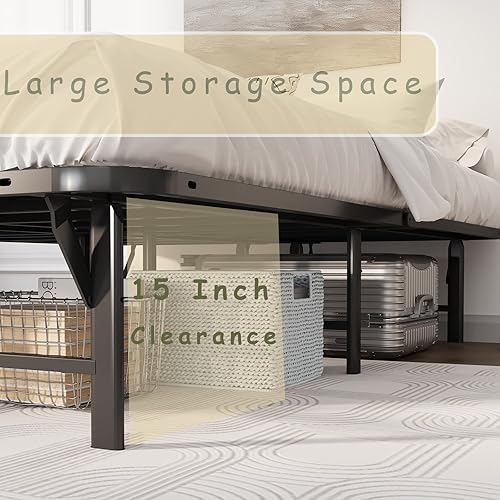 Miniatura 7 de RestVille Cama plegable individual con estructura de listones de acero resistente, 16 pulgadas de alto, no necesita somier, fácil montaje, sin