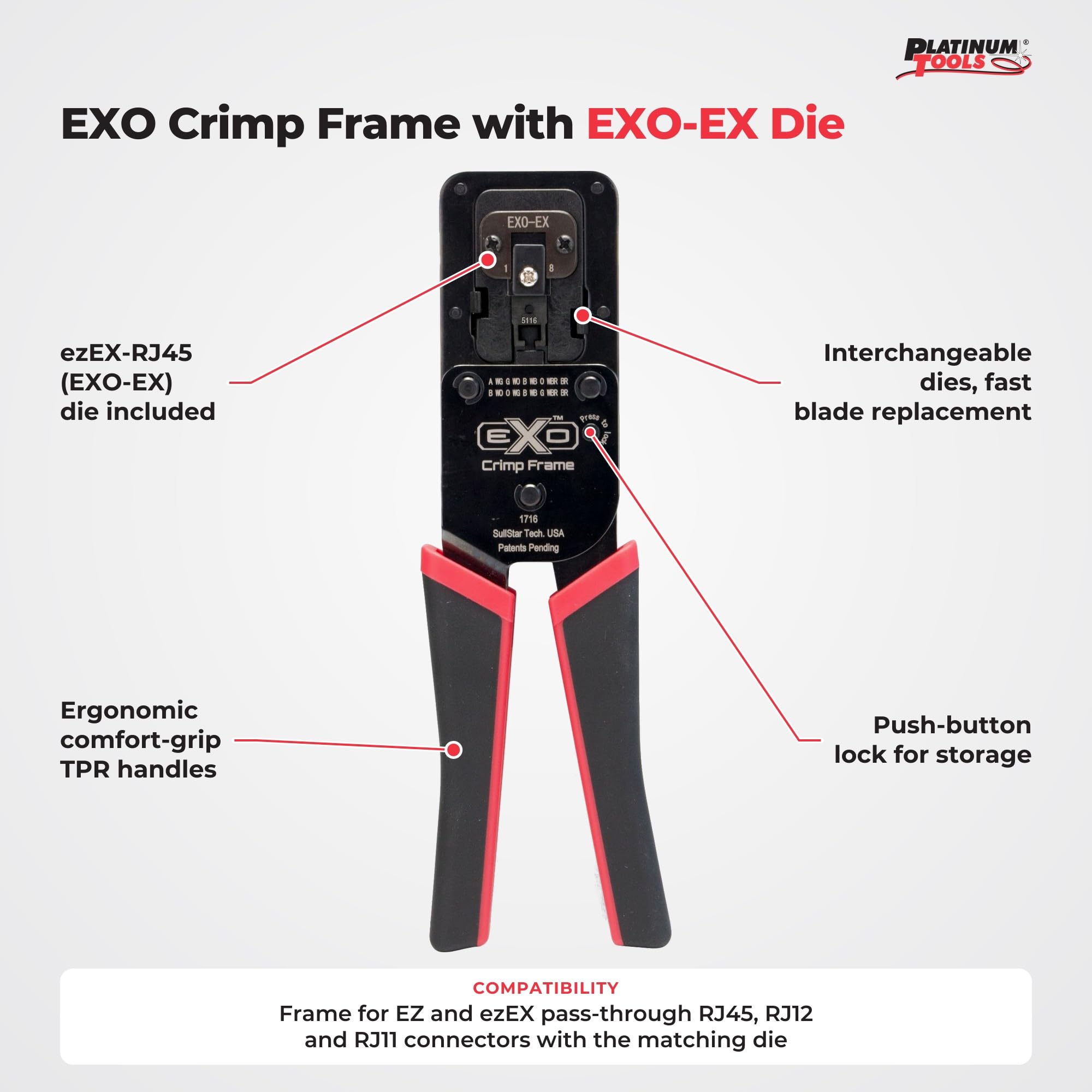 Platinum Tools 100061C EXO Crimp Frame with EXO-EX Die Set for