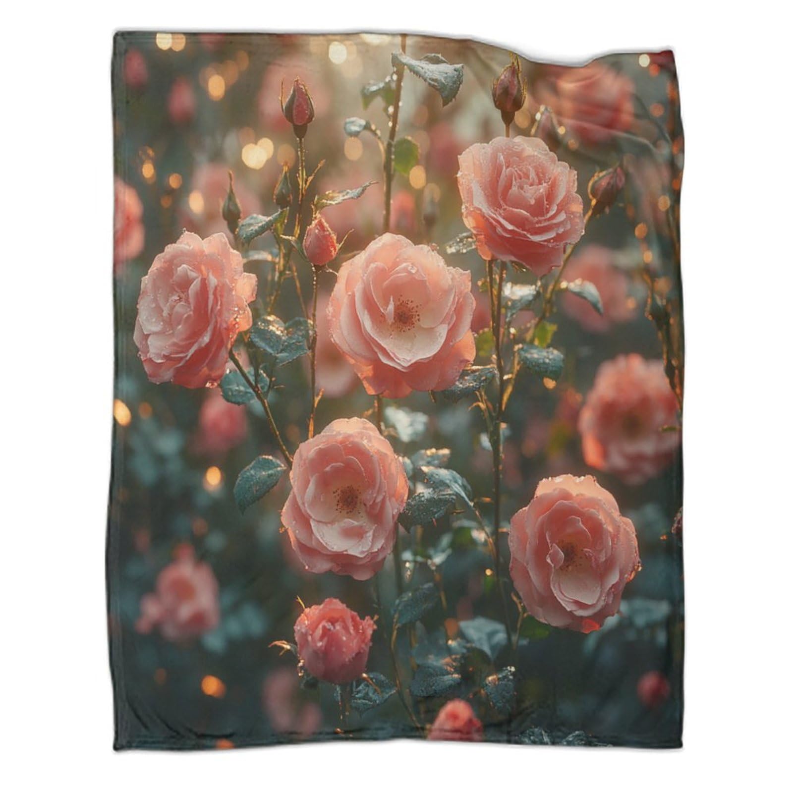 Couverture en flanelle moelleuse motif roses imprimé pour un nid douillet