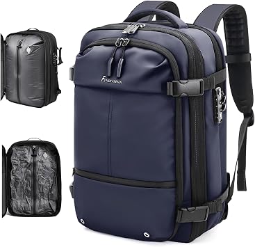 Travel Backpack with Vacuum System,60L Expandable Vacuum Backpack Travel with TSA Lock,17.3 inch Laptop Backpacks Vacpack Backpacks with VacuumBlue,No Air Pump