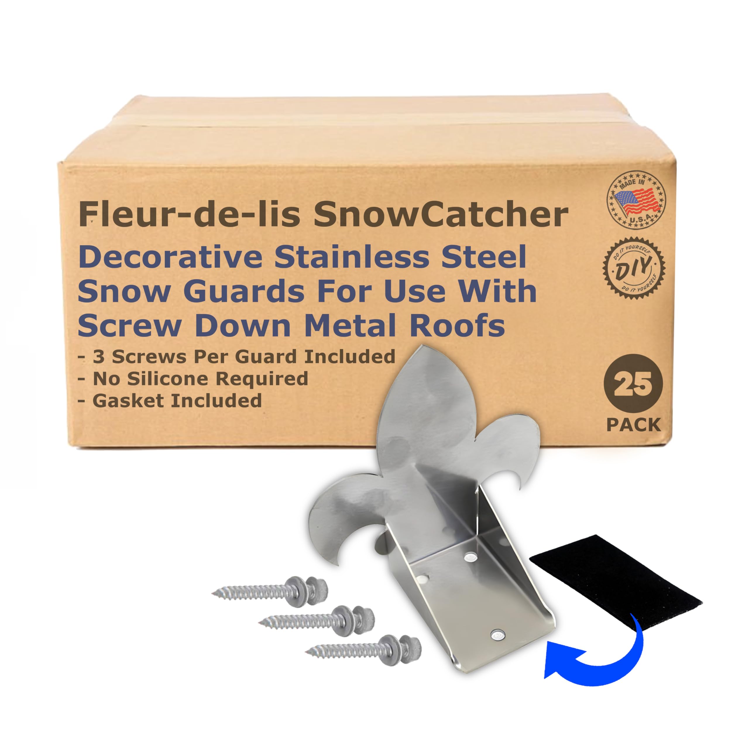 25 Stainless Steel Decorative Fleur-de-lis Metal Roof Snow Guards SnowCatchers