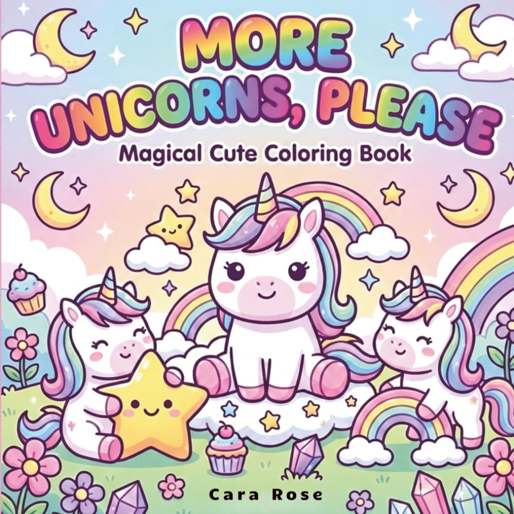 More Unicorns, Please: Cute and Magical Kawaii Coloring Book for Kids and Adults