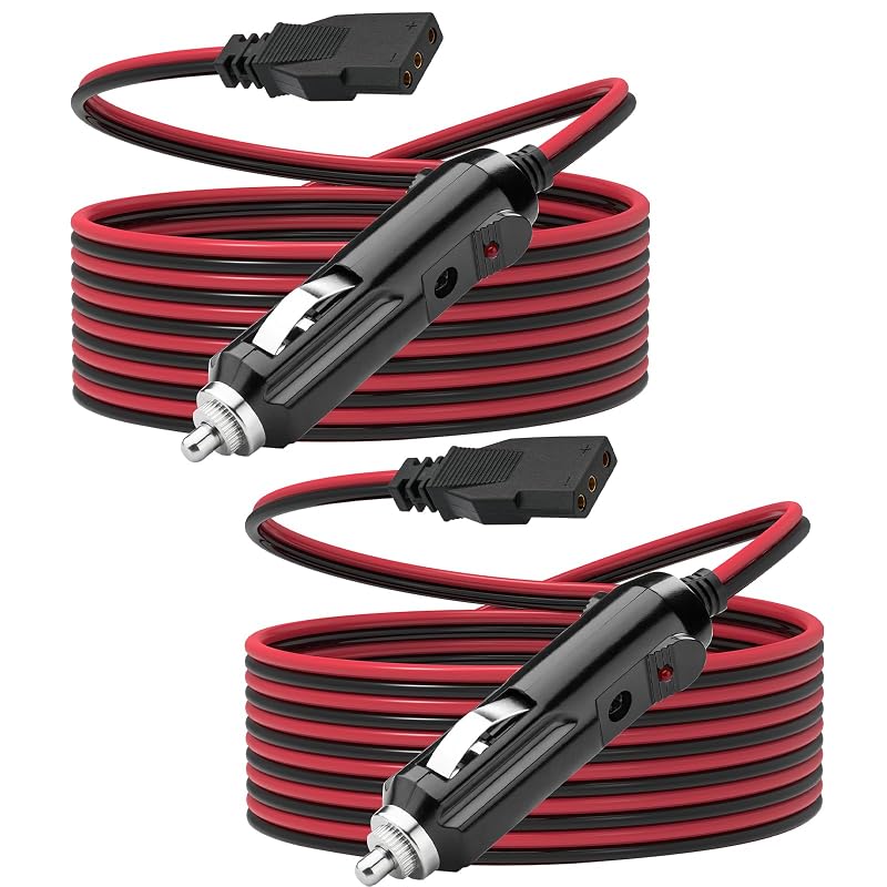 Cabo de alimentação para rádio CB Ullnosoo com plugue automotivo de 12 V, conector de 3 pinos, fusível substituível e cabo de 1,46 m, 16AWG, 2 unidades