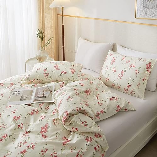 Vista 408 de Linda funda de edredón de fresa, tamaño individual XL, suave, 100% algodón, juego de ropa de cama de fresa rosa, ligero, funda de edredón para niños