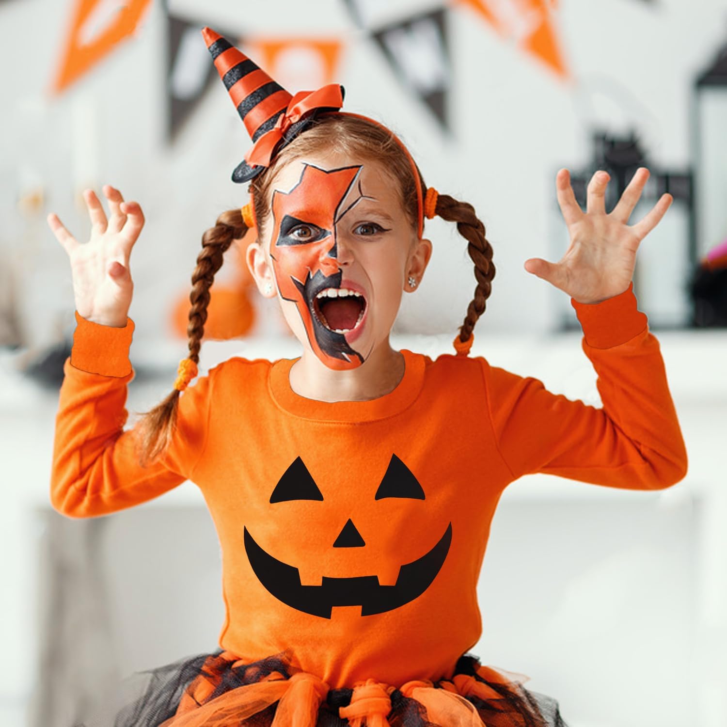 Boys Girls Halloween Sweatshirt Toddler Pumpkin Face Long Sleeve Shirt Kids Skeleton Top Clothes 2-7T - Image 3