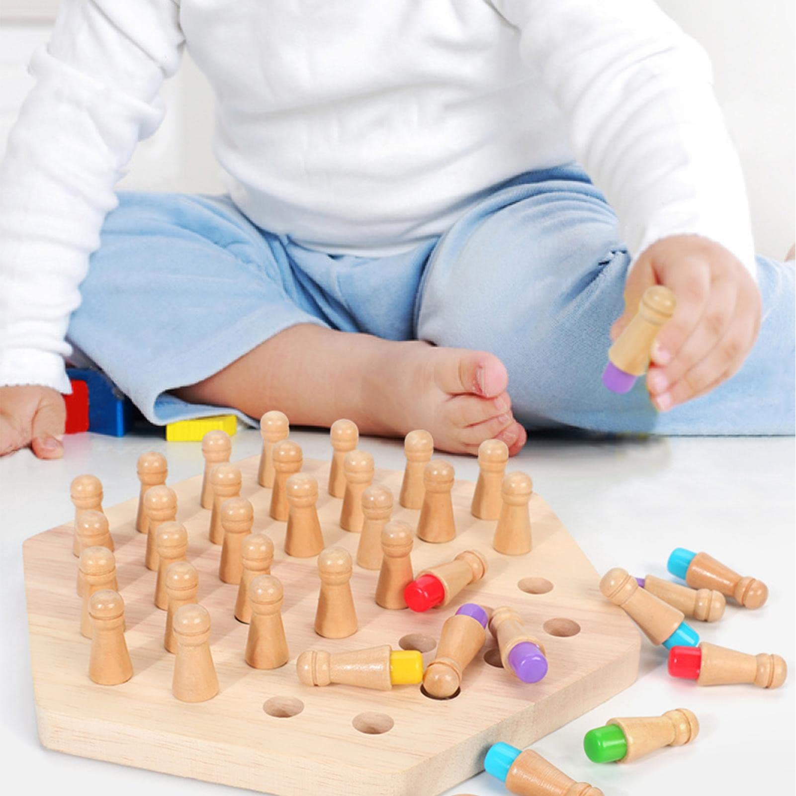 Jeu De Mémoire En Bois Montessori – Plateau 16x16 Cm – Reconnaissance Des Couleurs Et Mémoire – Dès 3 Ans, Pour Toute La Famille