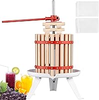Vista 1 de VEVOR Prensa de vino de frutas, 3.2 galones/12L, cesta de madera maciza con 6 bloques, máquina manual para hacer jugos, sidra, manzana, uva