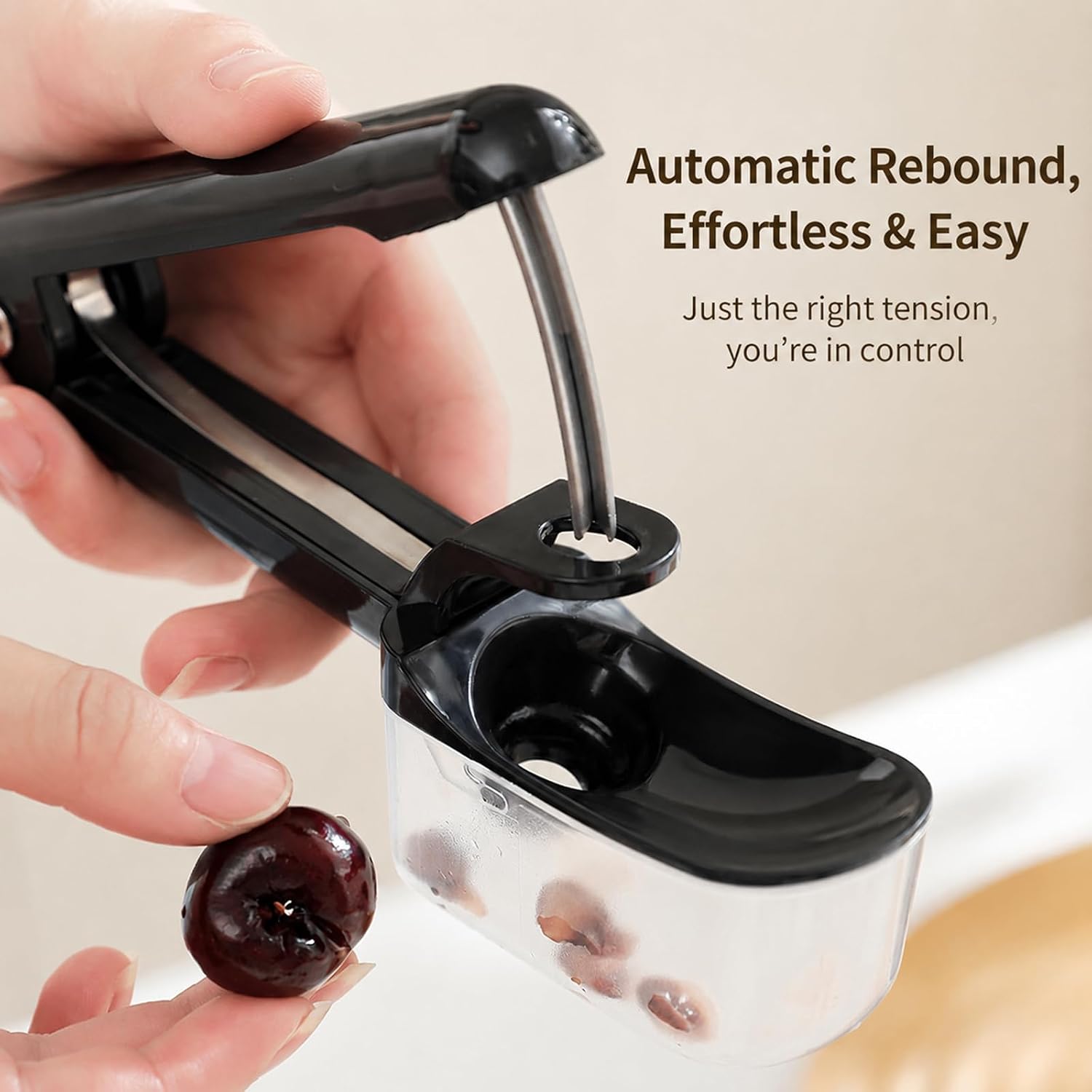 Cherry Pitter Tool with Pit Collector, Stainless Steel Pitting Needle, One-Hand Press, Mess-Free Fruit Pitter for Cherries, Olives & Dates, Kitchen Gadget for Baking
