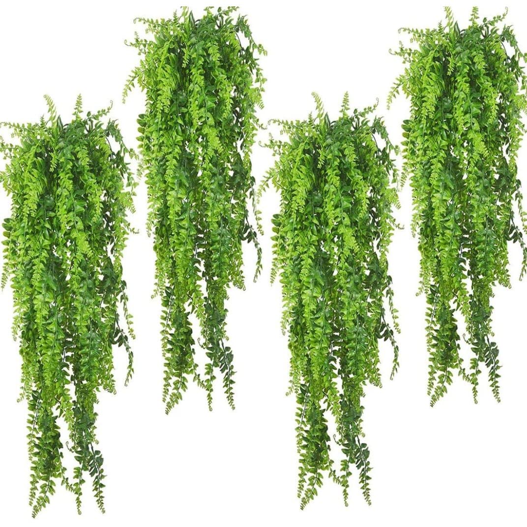 Pastoralist Green Reptile Plants For Terrarium,Terrarium Plants,4 Pack Hanging Fake Vines Climbing Terrarium Plant For Bearded Dragons Lizards Geckos Snake Pets Hermit Crab And Tank Habitat Decorations