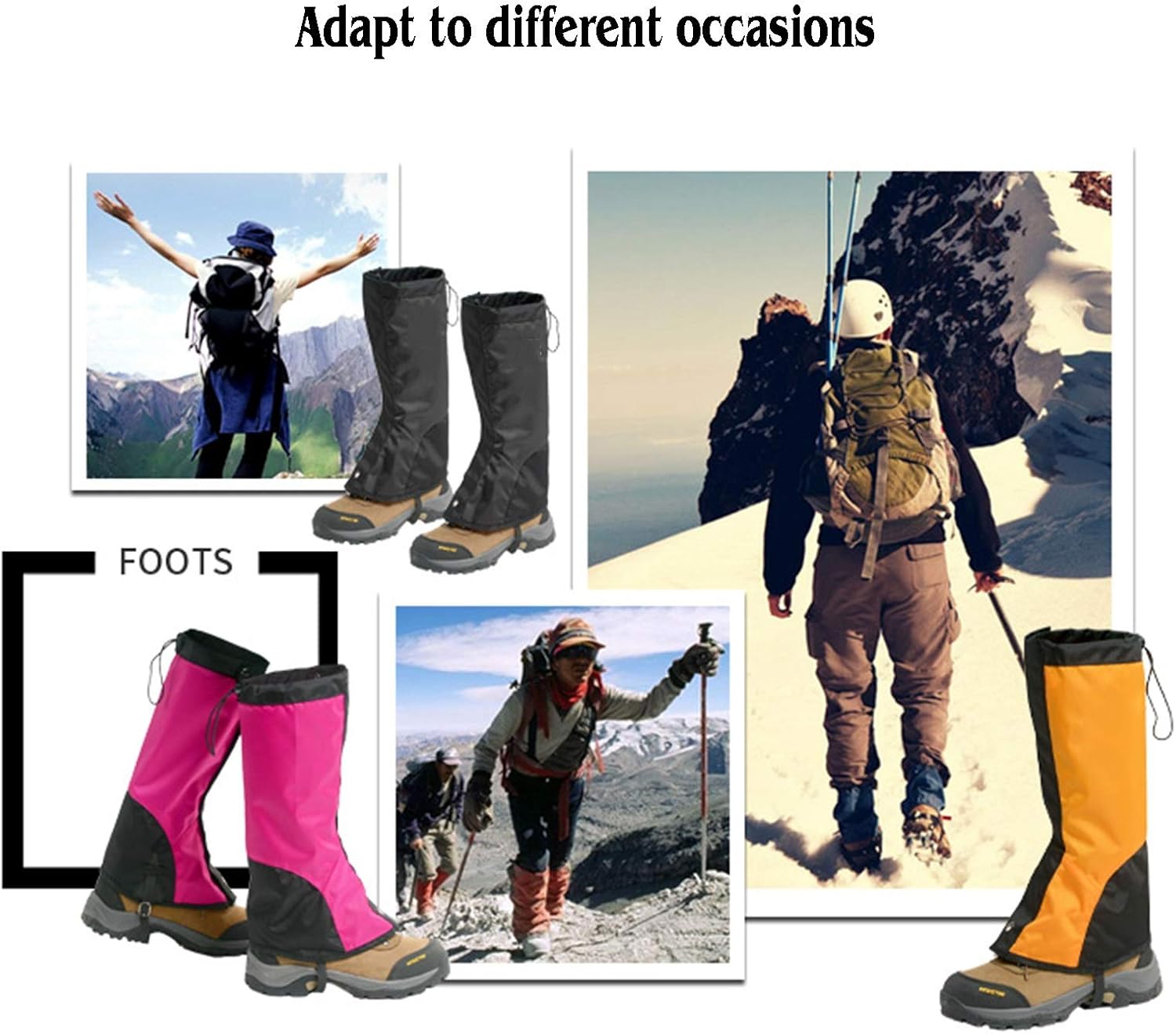 leg Gaiters Men's and Women's Gaiters Outdoor Mountaineering Snow Shoe Covers, Waterproof and Sand-proof Foot Covers, Leggings (Color : A, Size : M)