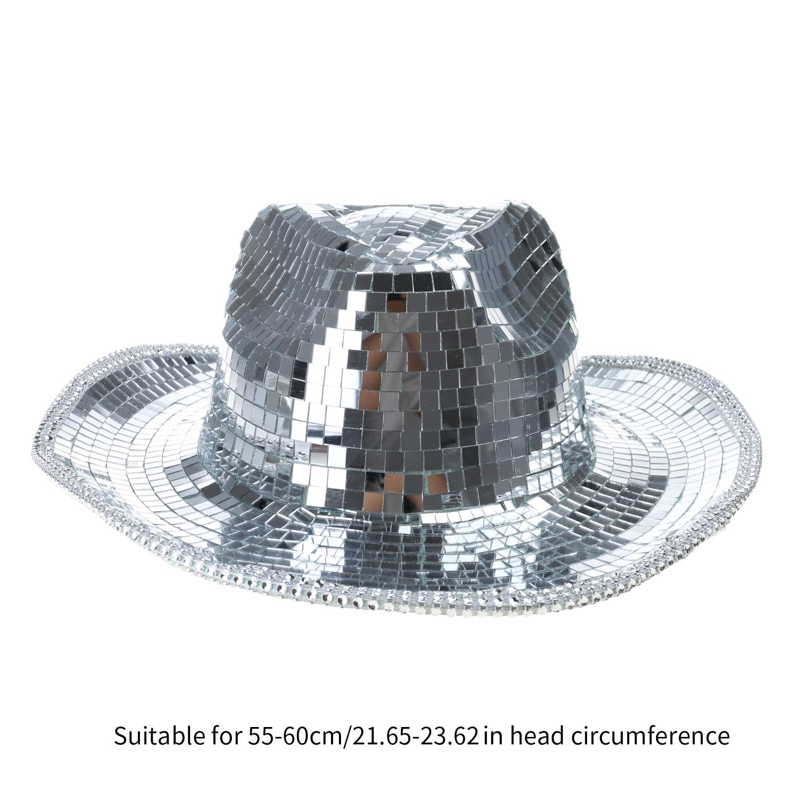 Morain Cappello da cowboy, cappello per dj, cappello da festa con paillettes, per palcoscenico, club, feste, danza, Fondo con vetro, 3-4