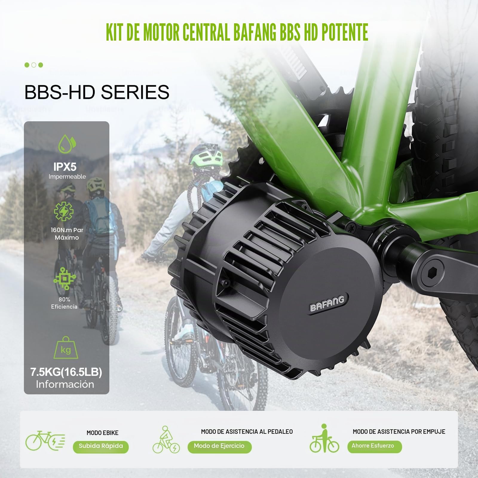 BAFANG BBS-HD 48V-1OOOW Motor Central G320 Kit de Conversión Eléctrica | Motor Central Kit de Motor Central con Batería (Opcional) y Pantalla LCD , Bielas de 68 73 100 120mm