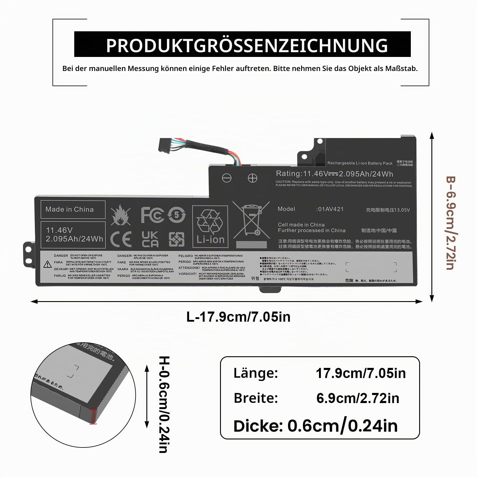 ASUNCELL 11.46V/24Wh 01AV421 Laptop-Akku für Lenovo ThinkPad T470 T480 A475 A485 TP25 (Anniversary Edition 25) Series, 01AV421 01AV419 01AV420 01AV489 SB10K97576 SB10K97577 SB10K97578