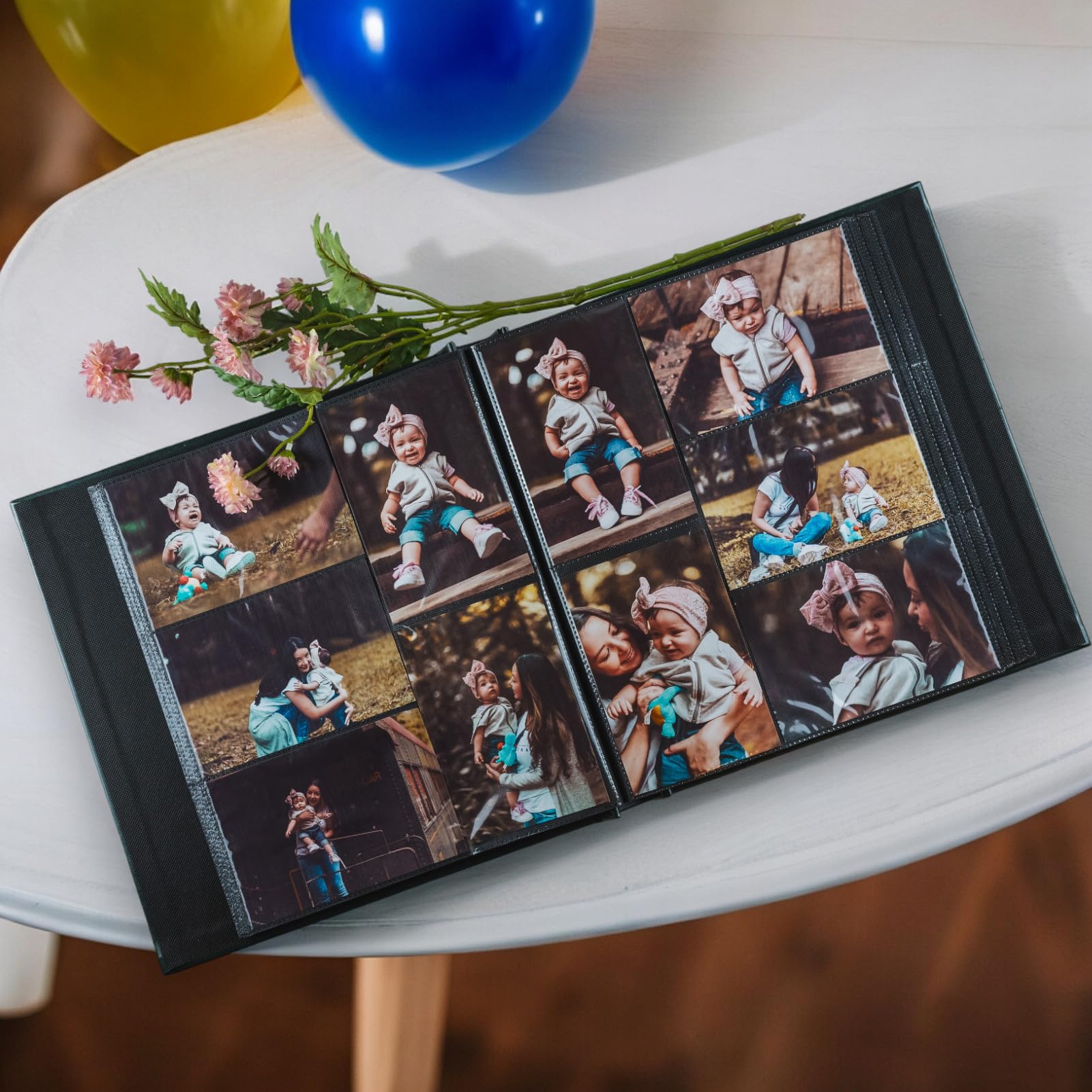 Álbum de fotos de cuero floral plateado vintage de 4 x 6 pulgadas, álbum de fotos de gran capacidad para fotos horizontales y verticales, perfecto para bodas familiares, bebés, aniversarios