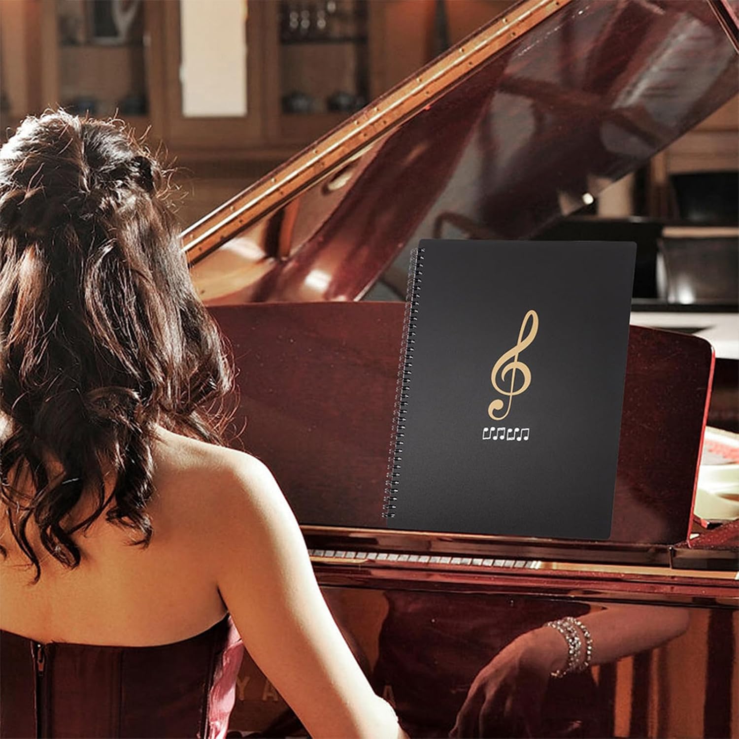 A4 Music Score Folder with 30 Sheets 60 Sides Plastic Document Organizer Music File Holder for Piano Scores and Office Supply Classroom Use