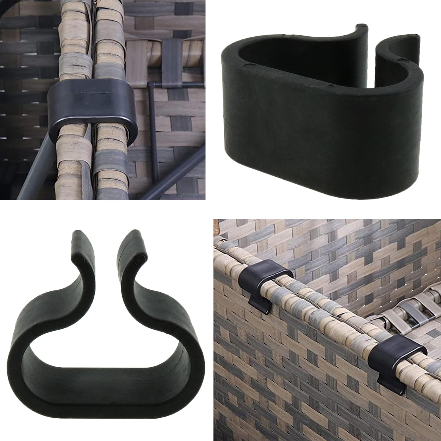 heyous 8PCS Black Non Slip Outdoor Patio Garden Wicker Rattan Furniture Alignment Sofa Rattan Chair Fastners Clip Sectional Connector image 5