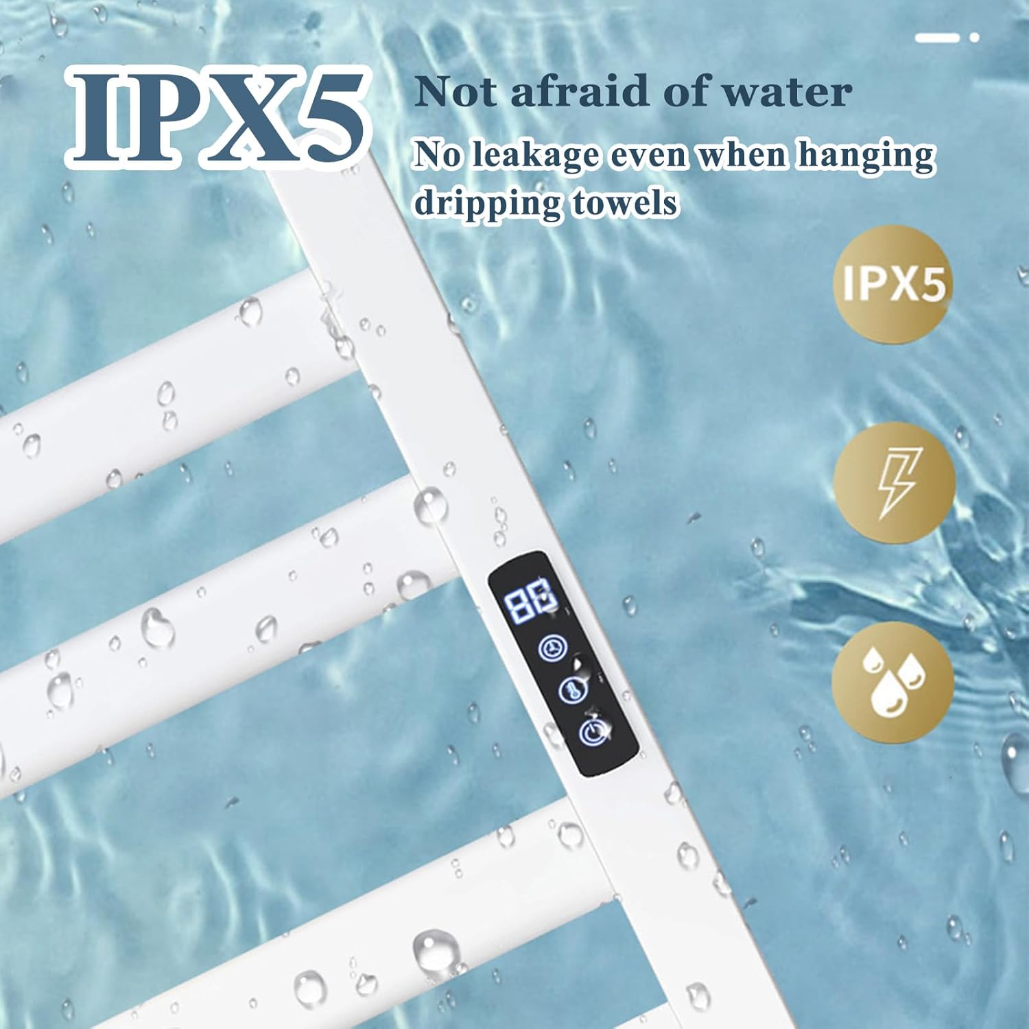 Electric Towel Warmer for Bathroom, Wall-Mounted 5-Bar Heated Towel Rack, Plug-in with Smart Temperature Control & Timer, Stylish White Design