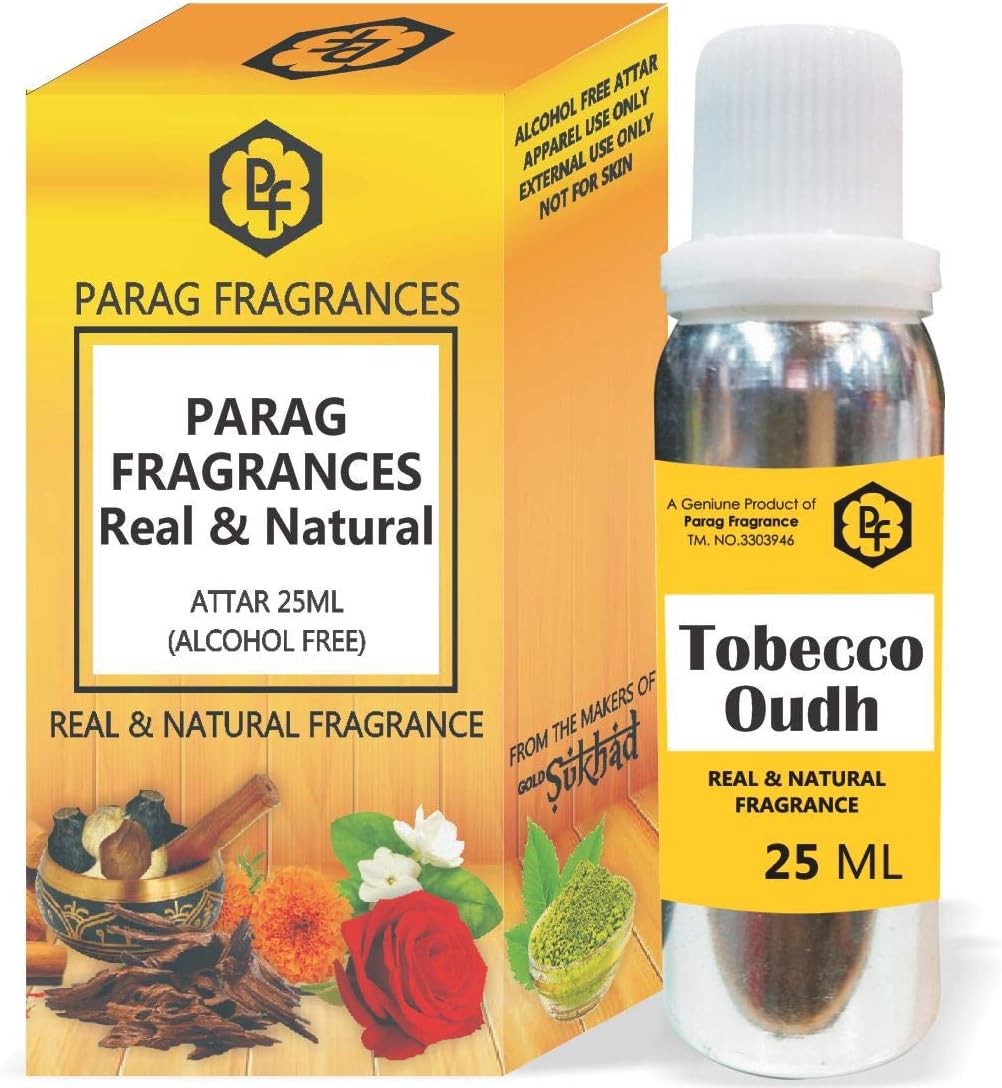 SHINE MILL Parag Fragrances 25ml Tobecco Oudh Attar with Fancy Empty Bottle (Alcohol Free, Long Lasting, Natural Attar) Also Available in 50/100/200/500 Pack